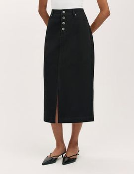 Finery London Finery London Beth Cotton Button-Front Midi Skirt
