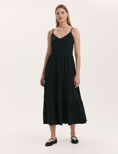 Finery London Finery London Emmie Cotton Strappy Midi Tiered Dress
