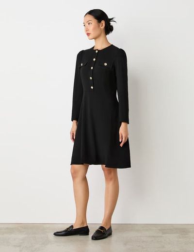 Finery London Finery London Evie Long Sleeve Crepe Short Dress