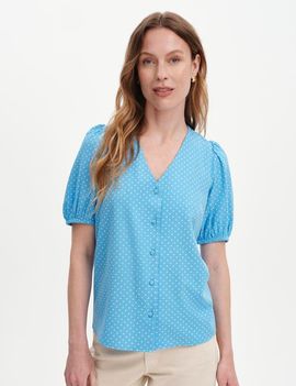 Finery London Finery London Fleur Short Sleeve Button Through Top