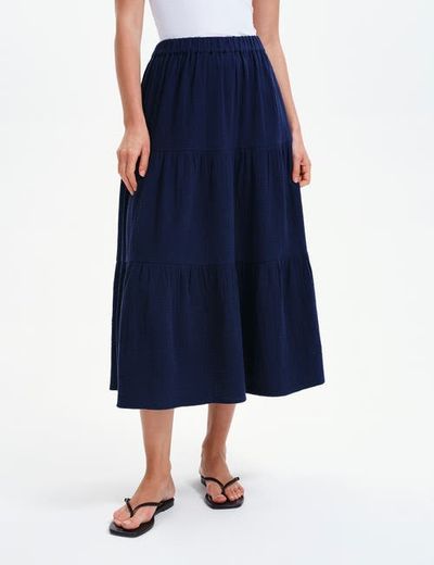 Finery London Finery London Harriet Cotton Cheesecloth Midi Skirt