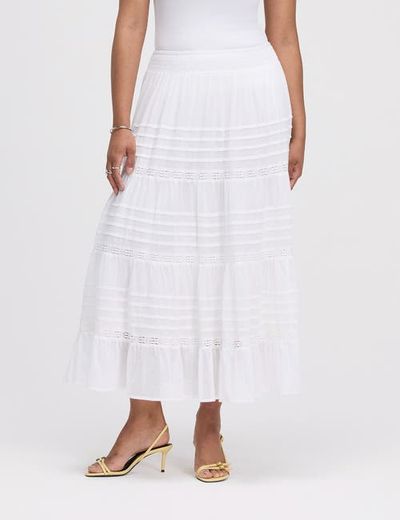 Finery London Finery London Imani Cotton Tiered Midi Skirt