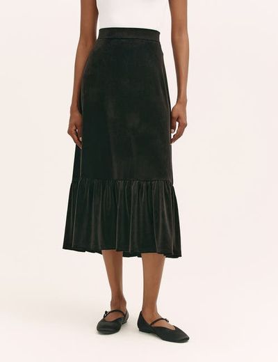 Finery London Finery London Joline Velvet Tiered Midi Skirt