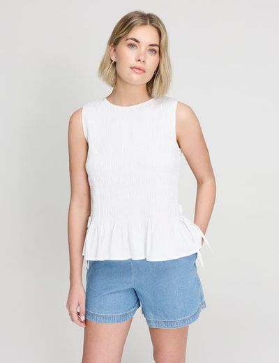 Finery London Finery London Malani Cotton Shirred Sleeveless Top