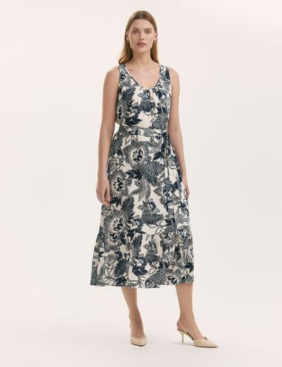 Finery London Finery London Marta Linen Blend Midi Dress