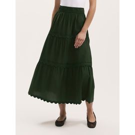 Finery London Finery London Paula Cotton Midi Tiered Skirt