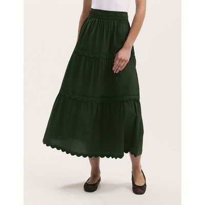 Finery London Finery London Paula Cotton Midi Tiered Skirt