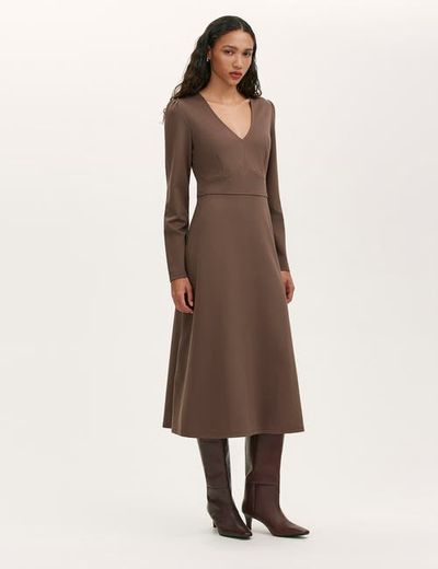Finery London Finery London Seraphina Ponte Jersey V-Neck Midi Dress
