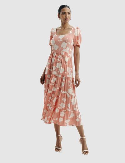 Finery London Finery London Teresa Floral Print Tiered Midi Dress