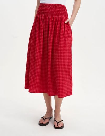 Finery London Finery London Vanessa Gingham Seersucker Midi Skirt
