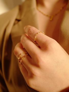 fiore Handcrafted Sterling Silver Tourmaline Chain Ring