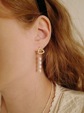 fiore melting heart pearl drop earring