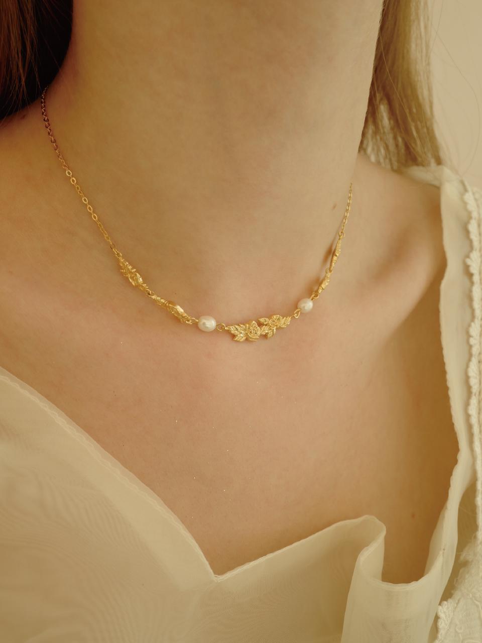 fiore Sterling Silver Freshwater Pearl Choker [Pink]