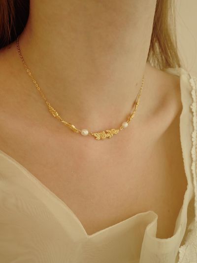 fiore Sterling Silver Freshwater Pearl Choker [Pink]