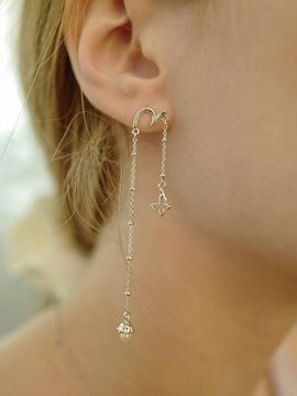 fiore Sterling Silver Freshwater Pearl Flow Fleur Wing Drop Earring
