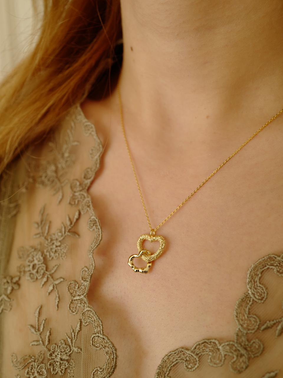 fiore Sterling Silver Handmade Drop Heart Necklace