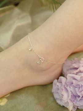 fiore Sterling Silver Pearl Fleur Wing Anklet