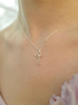 fiore Sterling Silver Swarovski Mini Fleur Wing Necklace