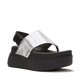 FitFlop FitFlop F-Mode Stack Metallic Snake Toe-Post Sandals