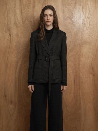 FIVE AVENUE Brooklyn Check Classic Versatile Jacket [Charcoal] (YW24J111)