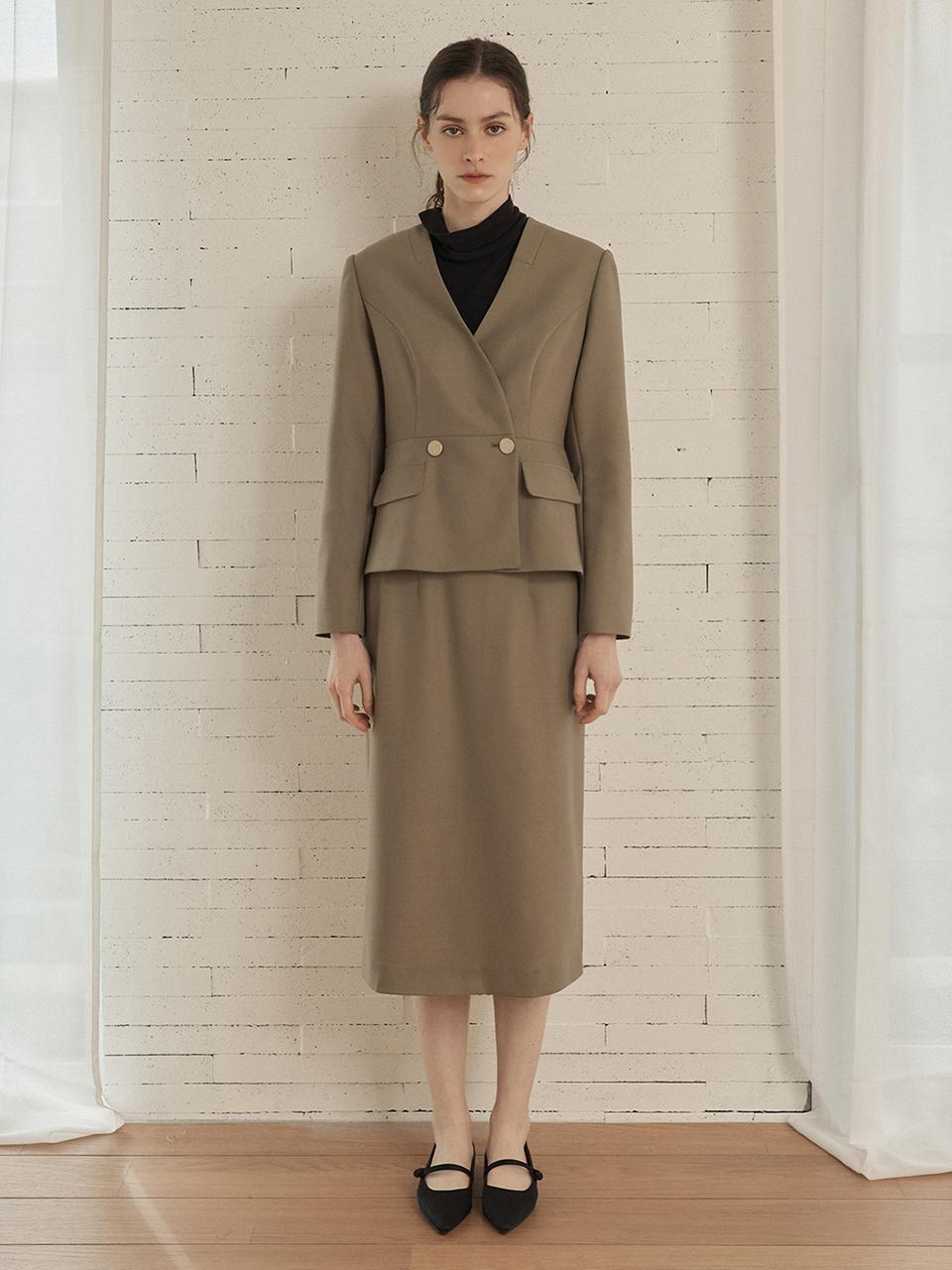 FIVE AVENUE Classic H Line Essential Skirt [Khaki]