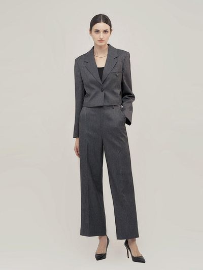 FIVE AVENUE High Waist Long Wide Slacks(gray)_YS24P096