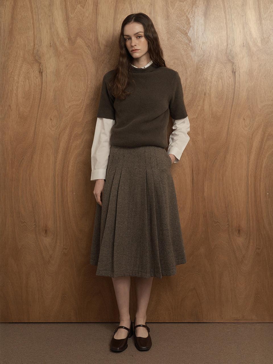 FIVE AVENUE Lauren Check Classic Skirt [BROWN] (YW24S119)