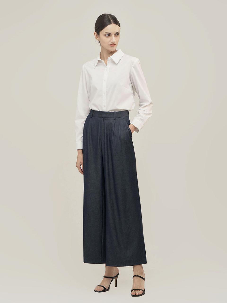FIVE AVENUE Long Wide Pintuck Slacks(blue)_YS24P097