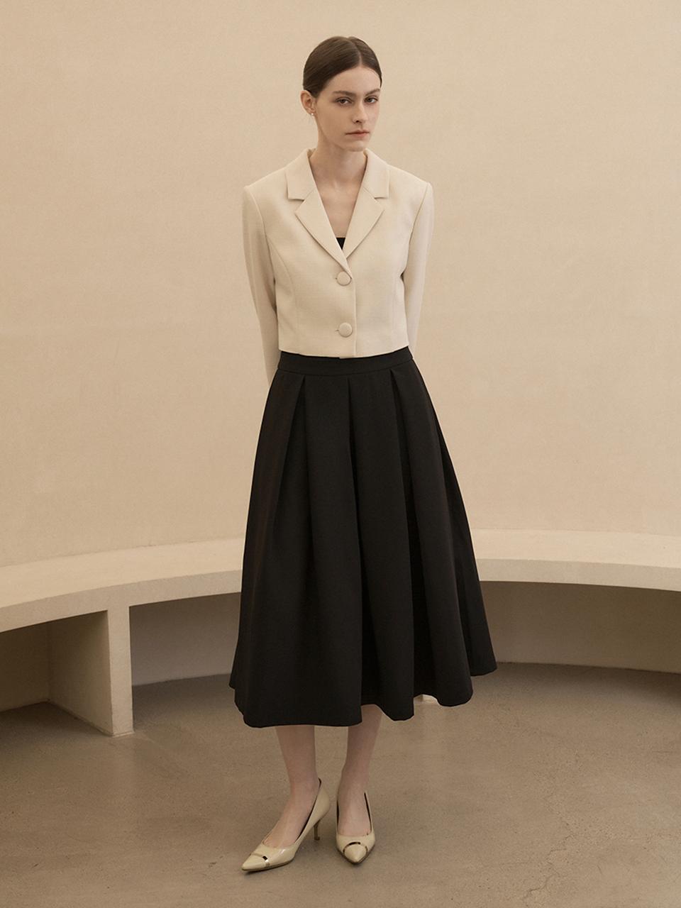FIVE AVENUE Pleated Maxi Long Skirt [Black] (YF24S099R)