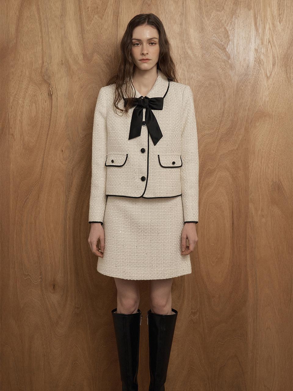 FIVE AVENUE Tweed Mini Classic Skirt  (YW24S121)