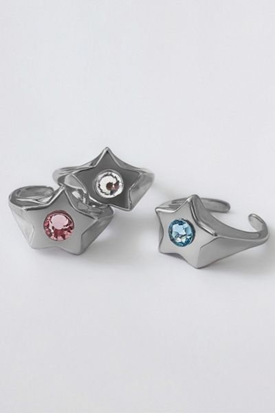 Five Fourty Nine Five Fourty Nine Astro Star Signet Ring in Blue, Women's at Urban Outfitters