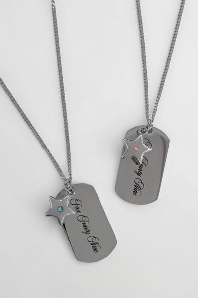 Five Fourty Nine Five Fourty Nine Tag Chain Necklace in Blue, Women's at Urban Outfitters