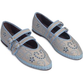 Flabelus Flabelus Claire Roller Rabbit Eyelet-Embroidered Mary Jane Flat