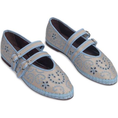 Flabelus Flabelus Claire Roller Rabbit Eyelet-Embroidered Mary Jane Flat