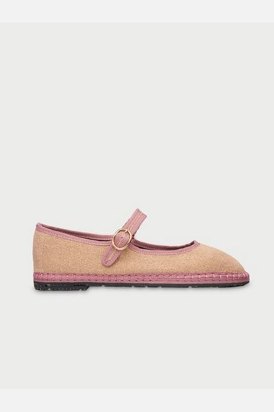 Flabelus Flabelus Dora Linen Mary Jane Flat in Beige, Women's at Urban Outfitters