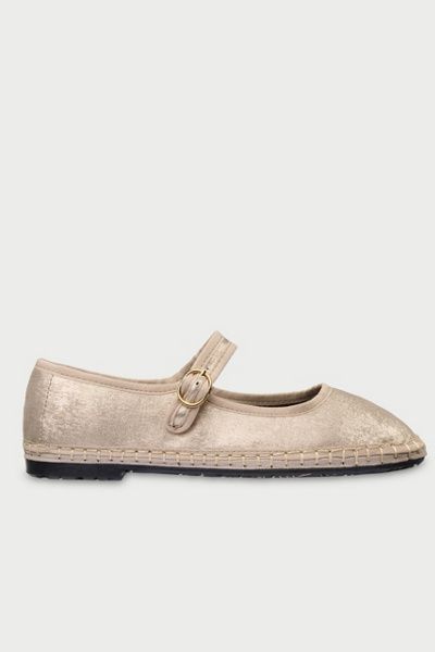 Flabelus Flabelus Flor Silk Mary Jane Flat in Gold, Women's at Urban Outfitters