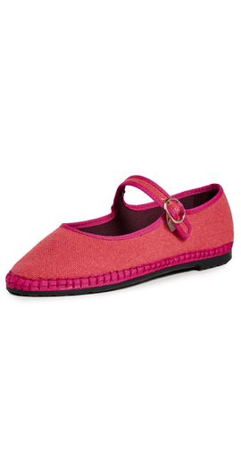 Flabelus Flabelus Linen Mary Jane Flats Light Pink