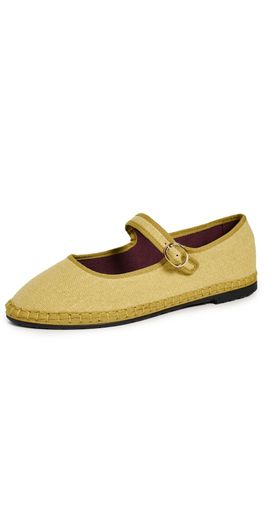 Flabelus Flabelus Linen Mary Janes Yellow