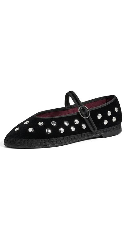 Flabelus Flabelus Mae Silver Black Mary Jane Flats Black