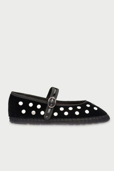 Flabelus Flabelus Mae Silver Studded Mary Janes Shoe in Black, Women's at Urban Outfitters