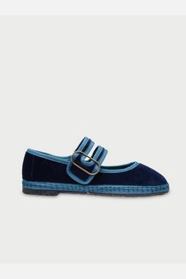 Flabelus Flabelus Matilda Velvet Mary Jane Flat in Navy, Women's at Urban Outfitters