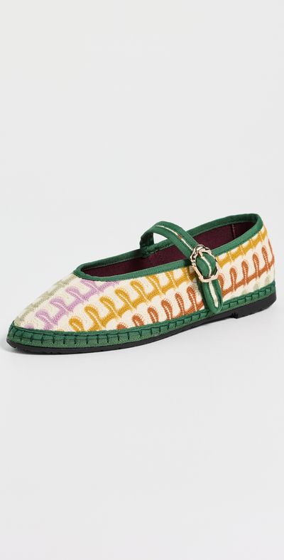 Flabelus Flabelus Pierre Twist Mary Jane Flats Green