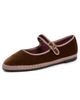 Flabelus Flabelus Velvet Mary Jane Flats Brown - 1