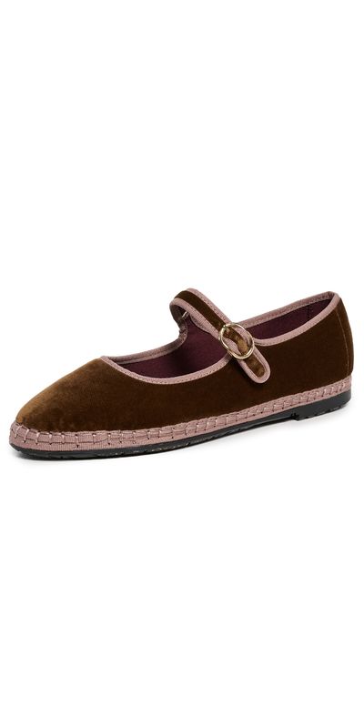 Flabelus Flabelus Velvet Mary Jane Flats Brown
