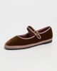 Flabelus Flabelus Velvet Mary Jane Flats Brown - 2