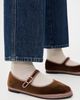 Flabelus Flabelus Velvet Mary Jane Flats Brown - 3