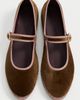 Flabelus Flabelus Velvet Mary Jane Flats Brown - 5