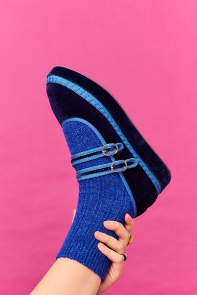 Flabelus Flabelus Women's Claire Double Mary Janes Shoe in Blue, Women's at Urban Outfitters