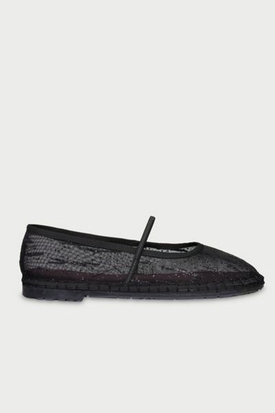 Flabelus Flabelus Women's Glitter Mesh Celie Mary Janes Shoe in Black, Women's at Urban Outfitters