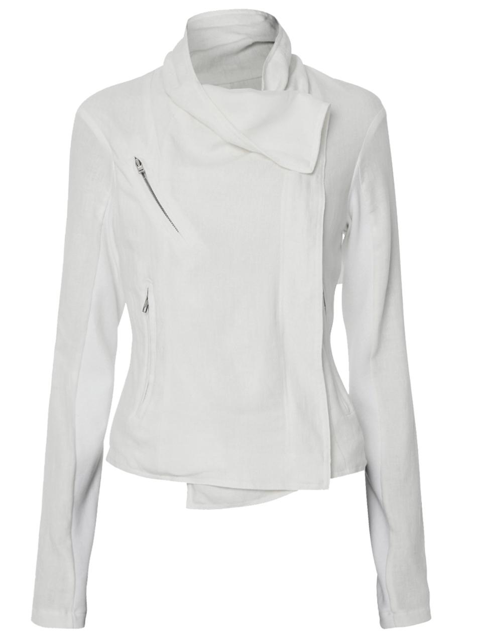 FLARE UP Asymmetrical Biker Jacket (FL - 047_Off White)